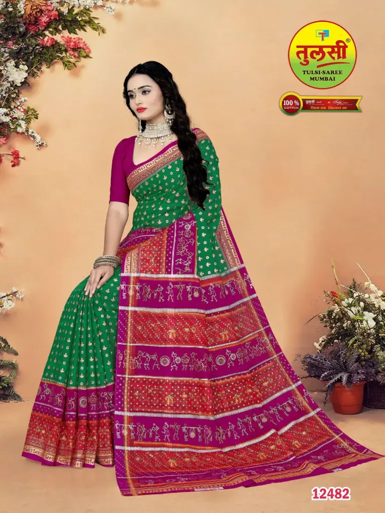 [12482] Tulsi Pure Cotton Mulmul (Medium Soft) Saree 1200