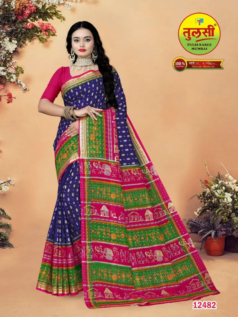 [12486] Tulsi Pure Cotton Mulmul (Medium Soft) Saree 1200