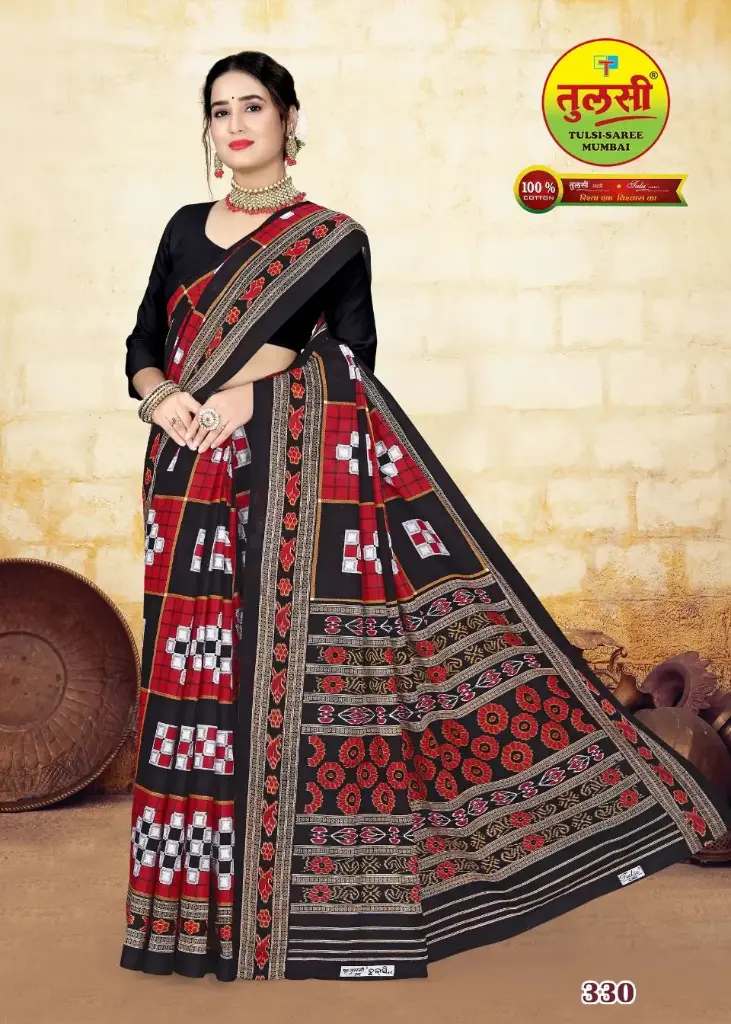 [330] Tulsi Pure Cotton Mulmul (Medium Soft) Saree
