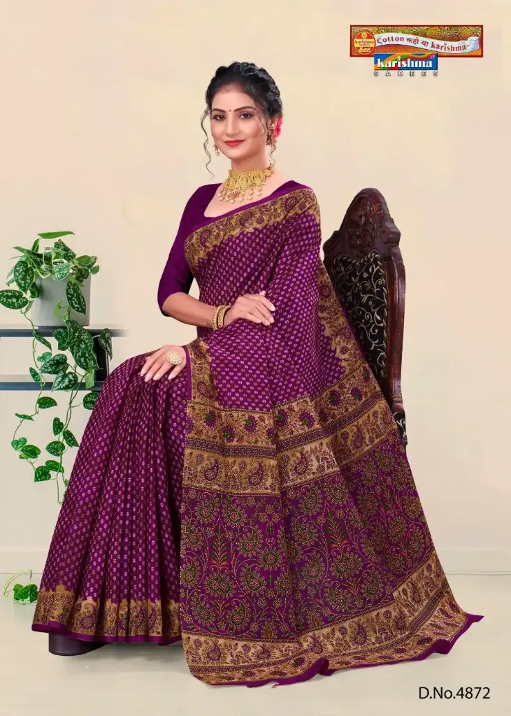 [4872] Karishma Pure Cotton Mulmul (Medium Soft) Saree With Bagru Print 1236