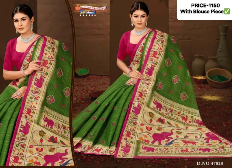 Karishma Kala Paithani Embroidery Cotton Saree D47828