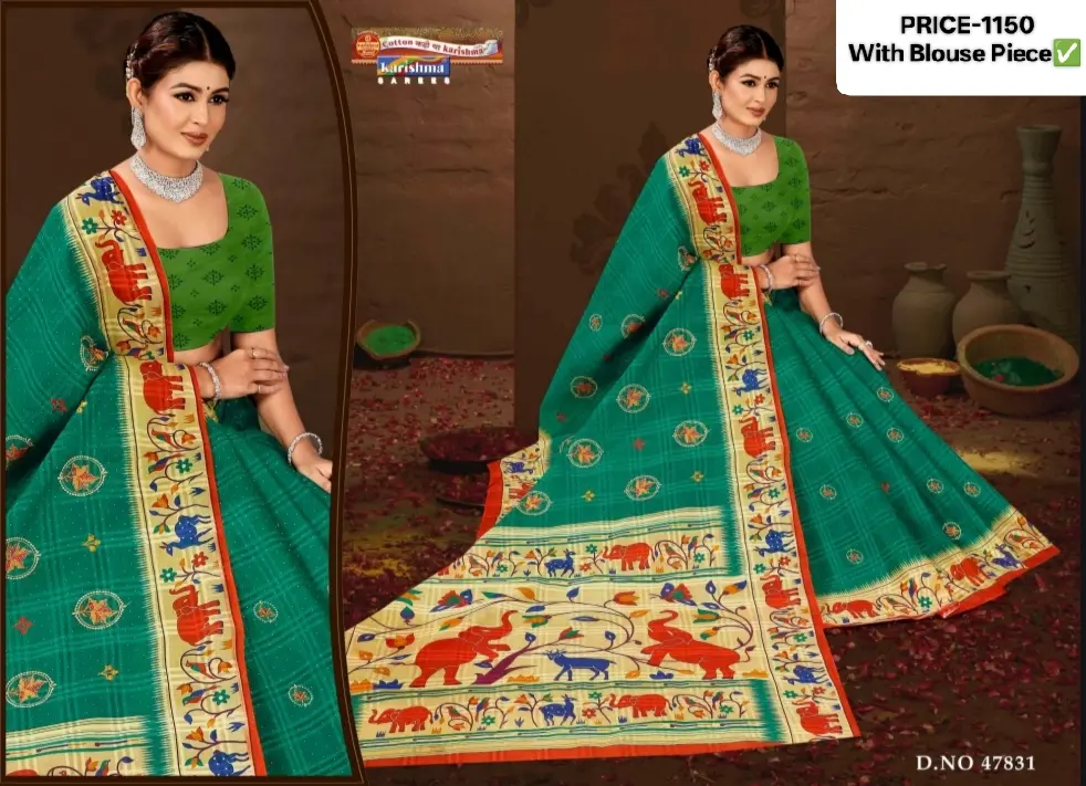 Karishma Kala Paithani Embroidery Cotton Saree D47831