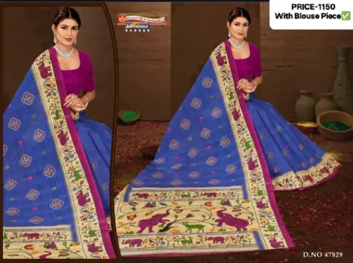 Karishma Kala Paithani Embroidery Cotton Saree D47829
