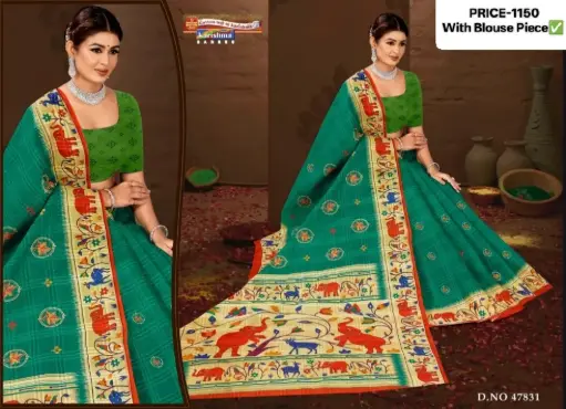Karishma Kala Paithani Embroidery Cotton Saree D47831