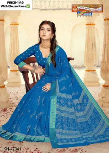 Karishma Royal Peacock Cotton Saree KN-6969